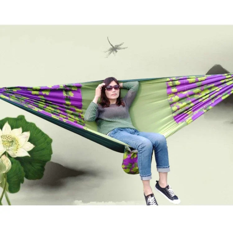 야외 캠핑 모기 방지 그늘 해먹 낙하산 천 인쇄 모기장 해먹, 크기: 270x140cm, 270x140cm 단풍