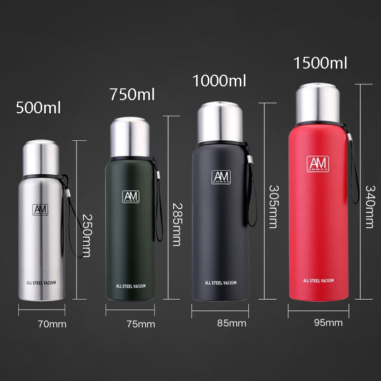 304 스테인리스 스틸 보온 머그 대용량 스포츠 물컵 야외 여행용 포트, 500ml, 750ml, 1000ml, 1500ml