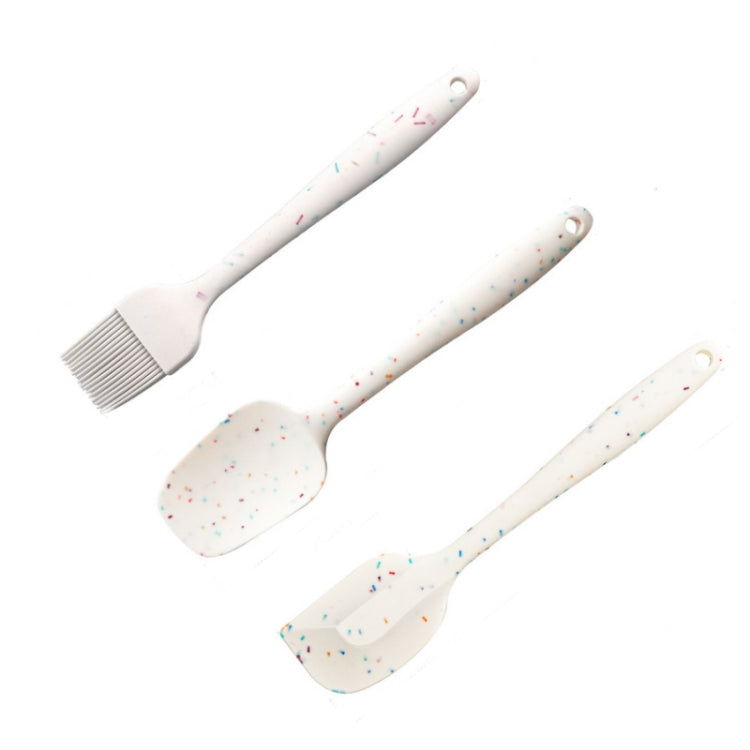 3-in-1 주방 팬케이크 DIY 베이킹 도구 세트 컬러 그레인 바베큐 브러시 + 버터 스패출러 + 스패출러 세트, 흰색