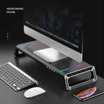 ICE COOREL T1 모니터 높임 랙 접이식 노트북 스탠드 RGB 조명 및 4xUSB 확장 인터페이스 포함