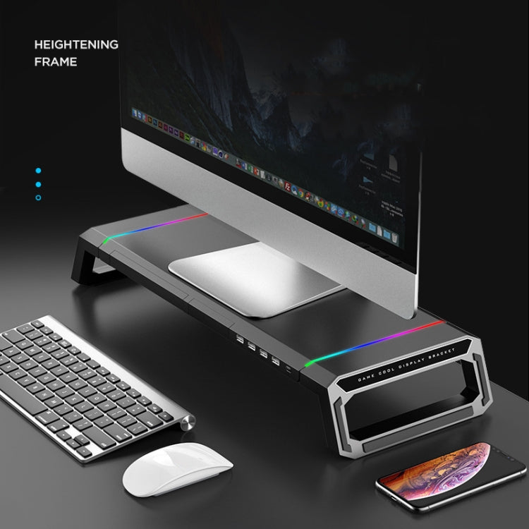 ICE COOREL T1 모니터 높임 랙 접이식 노트북 스탠드 RGB 조명 및 4xUSB 확장 인터페이스 포함