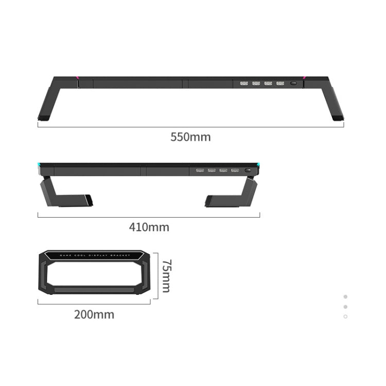ICE COOREL T1 모니터 높임 랙 접이식 노트북 스탠드 RGB 조명 및 4xUSB 확장 인터페이스 포함