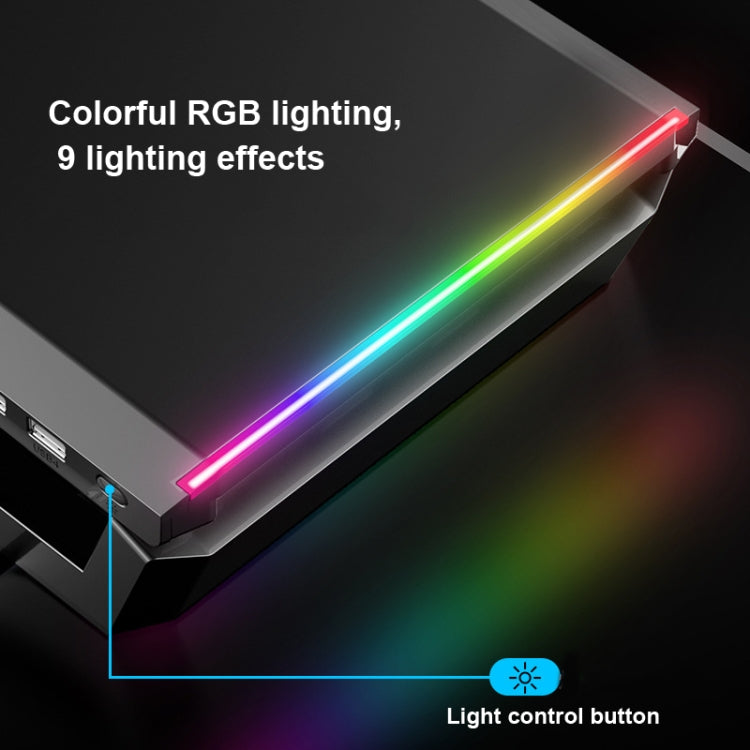 ICE COOREL T1 모니터 높임 랙 접이식 노트북 스탠드 RGB 조명 및 4xUSB 확장 인터페이스 포함