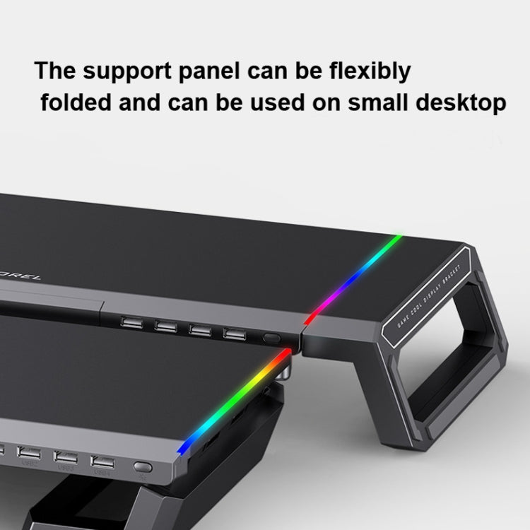 ICE COOREL T1 모니터 높임 랙 접이식 노트북 스탠드 RGB 조명 및 4xUSB 확장 인터페이스 포함
