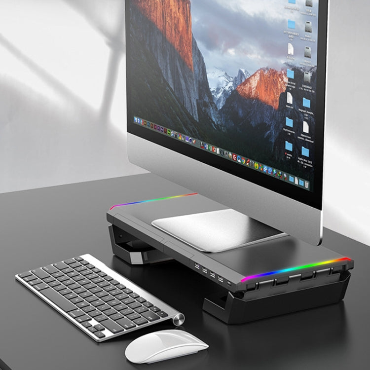 ICE COOREL T1 모니터 높임 랙 접이식 노트북 스탠드 RGB 조명 및 4xUSB 확장 인터페이스 포함