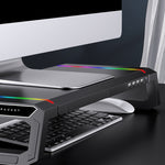 ICE COOREL T1 모니터 높임 랙 접이식 노트북 스탠드 RGB 조명 및 4xUSB 확장 인터페이스 포함