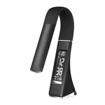 U2 5W 3단계 조광 LED 가죽 질감 데스크 램프 온도/시계/달력 표시, 블랙