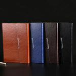 Business Notebook Imitation Leather PU Tri-Fold Loose-Leaf Notepad, A5