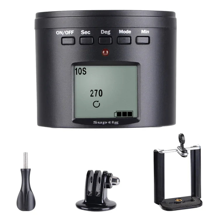Suptig RSX-350 360도 파노라마 헤드 전동 타임랩스 안정화 삼각대 어댑터 턴테이블 마운트 GoPro HERO9 /8 /7 /6 /5 /5 세션 /4 세션 /4 /3+ /3 /2 /1, Xiaoyi 및 기타 액션 카메라용