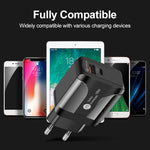 18W PD + QC 3.0 고속 충전 여행용 충전기 전원 어댑터 LED 표시 기능 포함, EU 플러그 블랙, US 플러그 블랙, UK 플러그 블랙, EU 플러그 화이트, US 플러그 화이트, UK 플러그 화이트