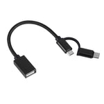 USB 3.0 암컷 to 마이크로 USB + USB-C / 타입-C 수컷 충전 + 전송 OTG 나일론 꼬임 어댑터 케이블, 케이블 길이: 19cm, 골드, 실버, 블랙, 핑크, 블루, 레드