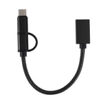 USB 3.0 암컷 to 마이크로 USB + USB-C / 타입-C 수컷 충전 + 전송 OTG 나일론 꼬임 어댑터 케이블, 케이블 길이: 19cm, 골드, 실버, 블랙, 핑크, 블루, 레드