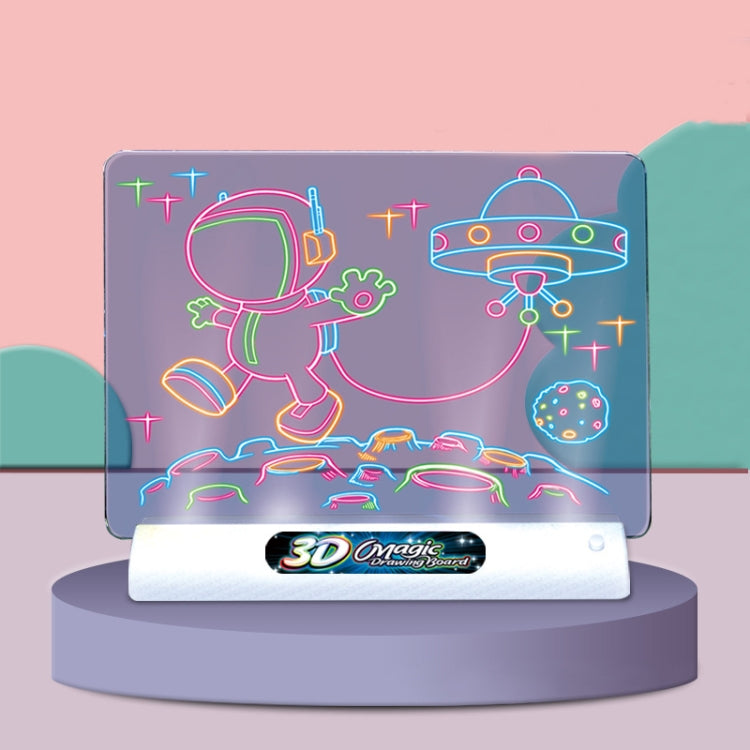 3D 형광 드로잉 보드 매직 발광 3차원 필기 보드 낙서 보드 조명 퍼즐 어린이 그림 보드, 스타일:, 중형 드로잉 보드 (우주 버전), 중형 드로잉 보드 (공룡 버전)