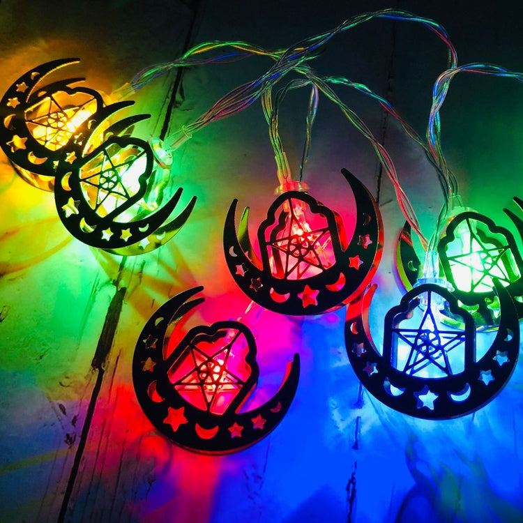 Eid Al-Fitr LED Star and Moon String Lights Ramadan Festival Decoration Lamp, 1.65m 10 LEDs, 3m 20 LEDs