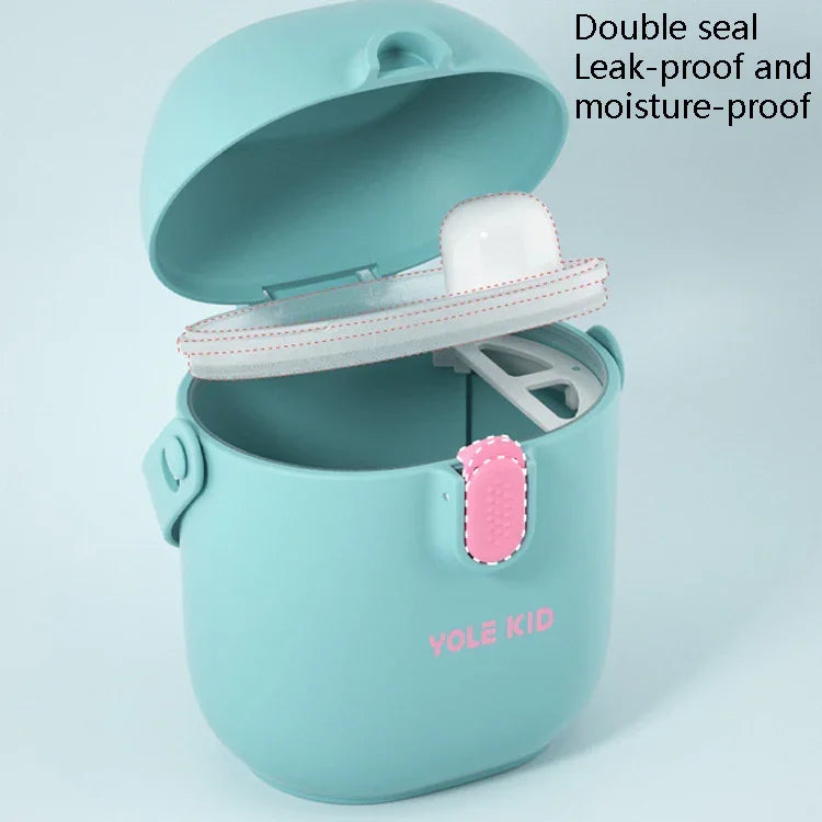 2 PCS YOLE KID Baby Milk Powder Box Large-Capacity Portable Out-Packing Gimi Powder Box Baby Food Supplement Storage Sealed Tank, Mustard Yellow, Matcha Green, Olive Green, Peacock Blue, Cinnabar Red, Rouge Powder