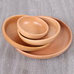 둥근 과일 접시 샐러드 볼 두꺼운 나무 말린 과일 접시 과일 초밥 접시, 15cm, 20cm, 25cm, 30cm