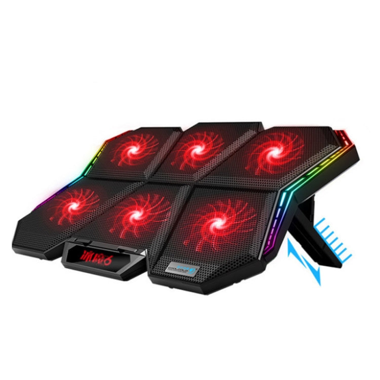 COOLCOLD RGB 노트북 라디에이터 6팬 조절 가능한 노트북 냉각 베이스, 5V 속도 컬러풀 버전, 5V 터치 12 심포니 버전