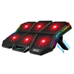 COOLCOLD RGB 노트북 라디에이터 6팬 조절 가능한 노트북 냉각 베이스, 5V 속도 컬러풀 버전, 5V 터치 12 심포니 버전