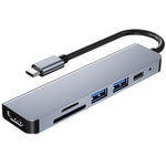 6-in-1 USB-C / Type-C to 4K HDMI + SD / TF 카드 슬롯 + PD USB-C / Type-C 충전 + 2 USB 3.0 포트 다기능 허브 도킹 스테이션, 6-in-1