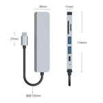 6-in-1 USB-C / Type-C to 4K HDMI + SD / TF 카드 슬롯 + PD USB-C / Type-C 충전 + 2 USB 3.0 포트 다기능 허브 도킹 스테이션, 6-in-1