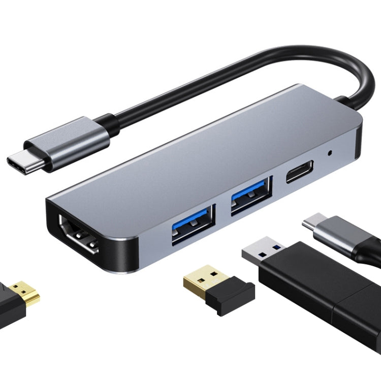BYL-2011 4-in-1 USB-C / Type-C to 4K HDMI + USB 3.0 + USB 2.0 + PD USB-C / Type-C 충전 포트 다기능 허브 도킹 스테이션, 4-in-1