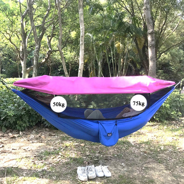 낙하산 천 모기장 햇빛 차단 해먹 야외 싱글 더블 스윙 지상에서 떨어진 공중 텐트, 270x140cm (파랑 / 연파랑), 270x140cm (분홍 파랑)