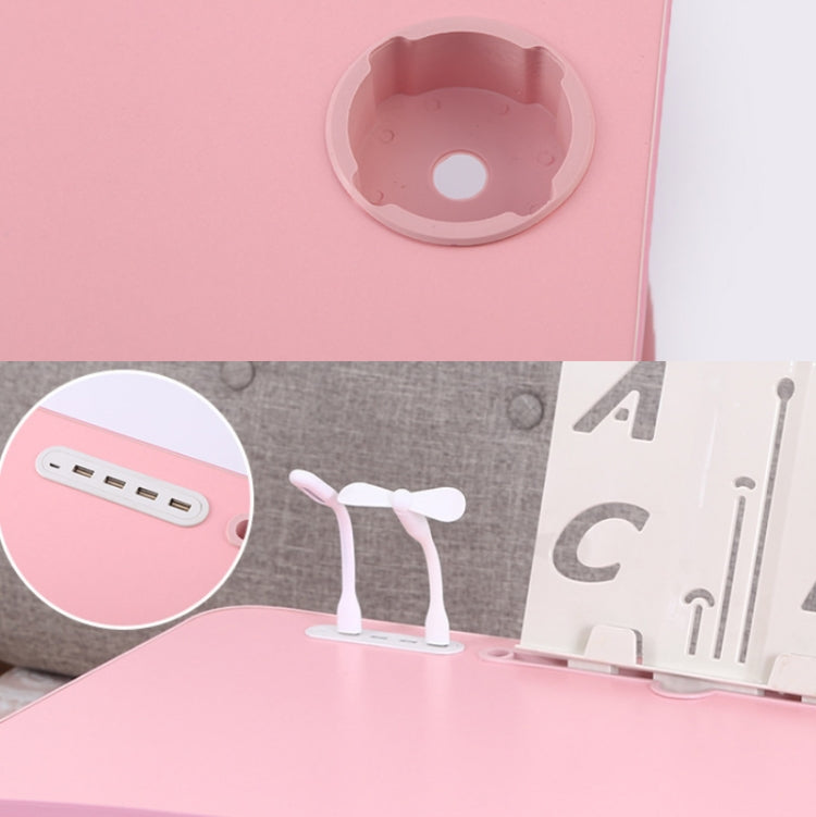 USB 접이식 컴퓨터 책상 팬 및 램프 포함, 크기: 60x40x28cm, 쿨 블랙, 틴에이지 핑크, 스카이 블루, 화이트 메이플, 월넛, 눈 보호 그린