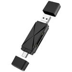 YH-109 SD/TF/Type-C/Micro USB/USB 컴퓨터 PC 모바일폰 OTG 카드 리더기, 화이트, 블랙