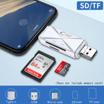 YH-109 SD/TF/Type-C/Micro USB/USB 컴퓨터 PC 모바일폰 OTG 카드 리더기, 화이트, 블랙