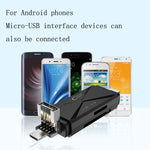 YH-109 SD/TF/Type-C/Micro USB/USB 컴퓨터 PC 모바일폰 OTG 카드 리더기, 화이트, 블랙