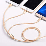 5개 세트 2A 3 in 1 USB to USB-C / 타입-C + 8핀 + 마이크로 USB 꼬임 방지 데이터 케이블, USB to USB-C / 타입-C + 8핀 + 마이크로 USB