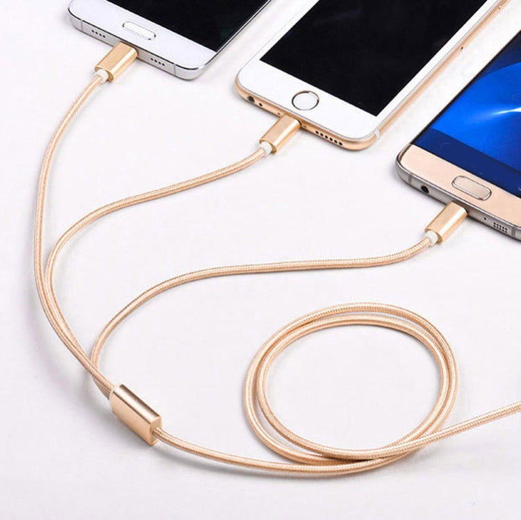 5개 세트 2A 3 in 1 USB to USB-C / 타입-C + 8핀 + 마이크로 USB 꼬임 방지 데이터 케이블, USB to USB-C / 타입-C + 8핀 + 마이크로 USB