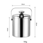 304 스테인리스 스틸 아이스 버킷 이중층 중공 바 맥주 와인 배럴 아이스 클립 포함, 용량: 1.3L, 아이스 클립 포함 1.3L