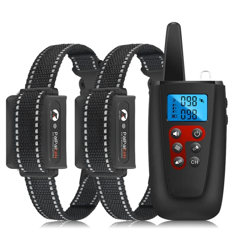 PaiPaitek PD526V-2 1 In 2 100단계 소리 진동 원격 제어 훈련용 개 장치 짖음 방지 장치 전자 원격 제어 목걸이, PD526V-2