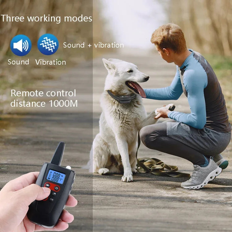 PaiPaitek PD526V-2 1 In 2 100단계 소리 진동 원격 제어 훈련용 개 장치 짖음 방지 장치 전자 원격 제어 목걸이, PD526V-2