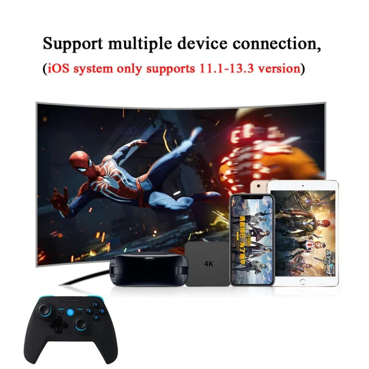 CX-X1 2.4GHz + 블루투스 4.0 무선 게임 컨트롤러 핸들 안드로이드 / iOS / PC / PS3용, 싱글 핸들 (블루), 핸들 + 브래킷 (블루), 핸들 + 브래킷 + 리시버 (블루)