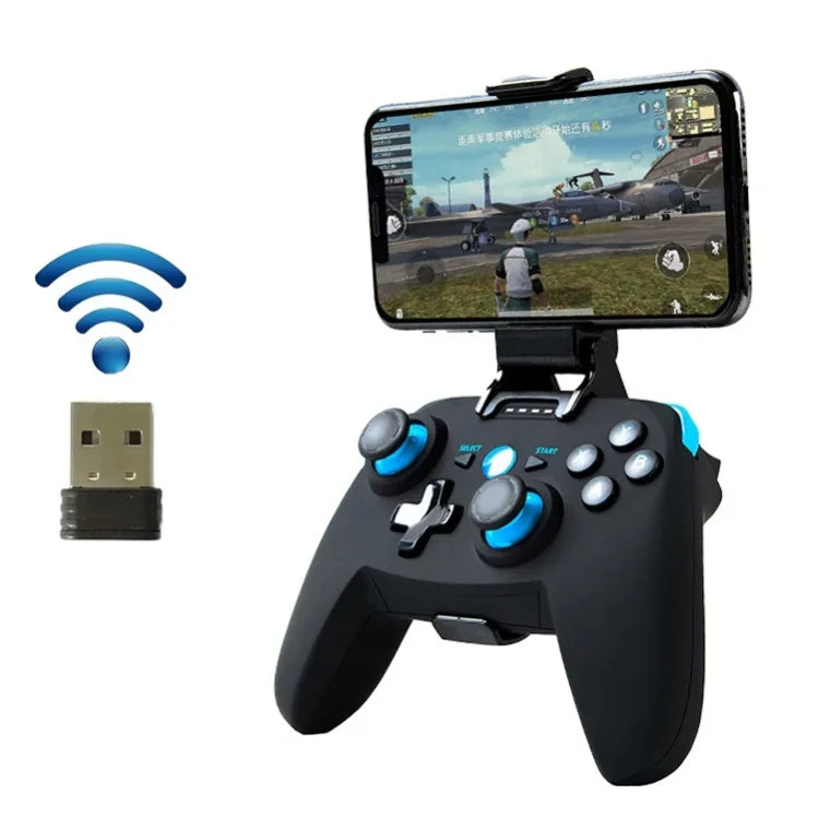 CX-X1 2.4GHz + 블루투스 4.0 무선 게임 컨트롤러 핸들 안드로이드 / iOS / PC / PS3용, 싱글 핸들 (블루), 핸들 + 브래킷 (블루), 핸들 + 브래킷 + 리시버 (블루)