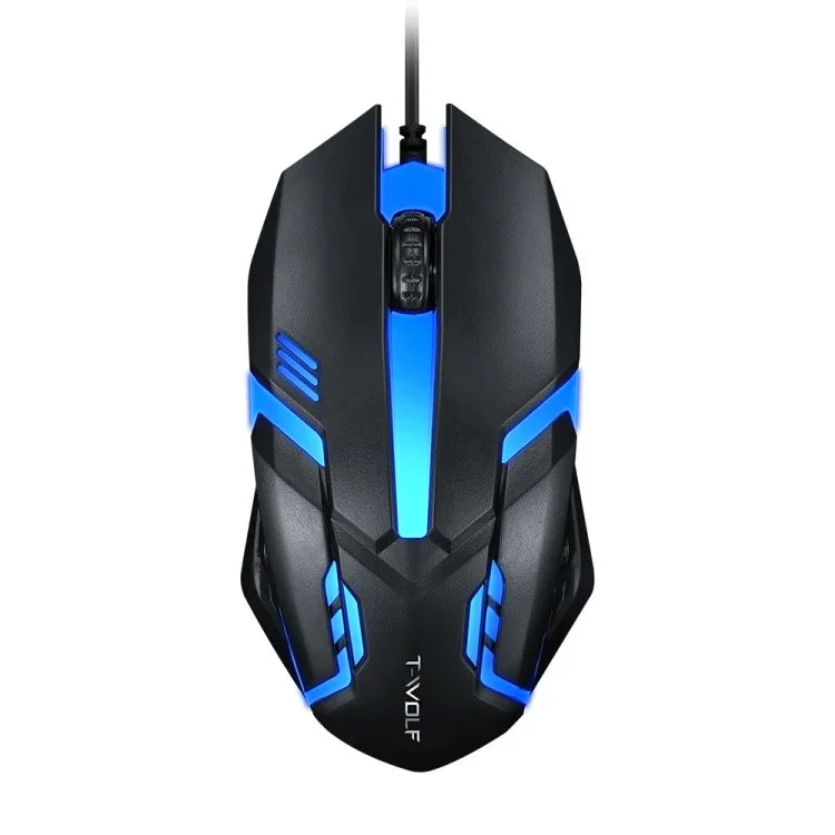 2개 T-WOLF V1 USB 인터페이스 3버튼 1200 DPI 유선 마우스 7색 백라이트 게이밍 마우스, 케이블 길이: 1.35m