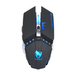 T-WOLF Q15 6버튼 1600 DPI 무선 충전식 무음 오피스 게이밍 마우스 7컬러 브리딩 라이트, 테크놀로지 블랙, 스타즈 블랙, 펄 화이트