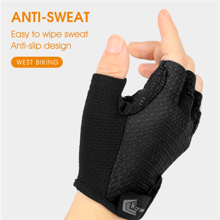 WEST BIKING YP0211218 사이클링 통기성 짧은 장갑 미끄럼 방지 하프 핑거 장갑, M, L, XL, 2XL