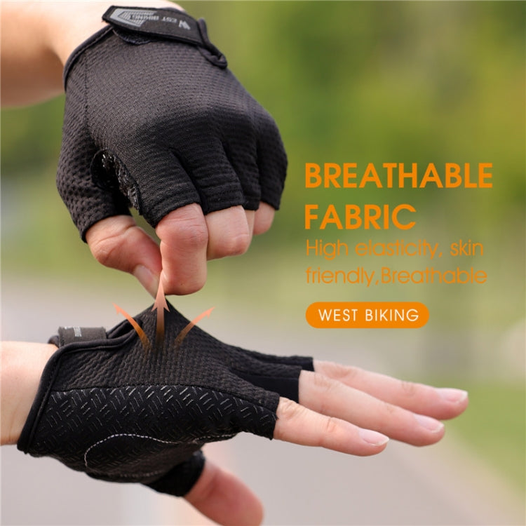 WEST BIKING YP0211218 사이클링 통기성 짧은 장갑 미끄럼 방지 하프 핑거 장갑, M, L, XL, 2XL