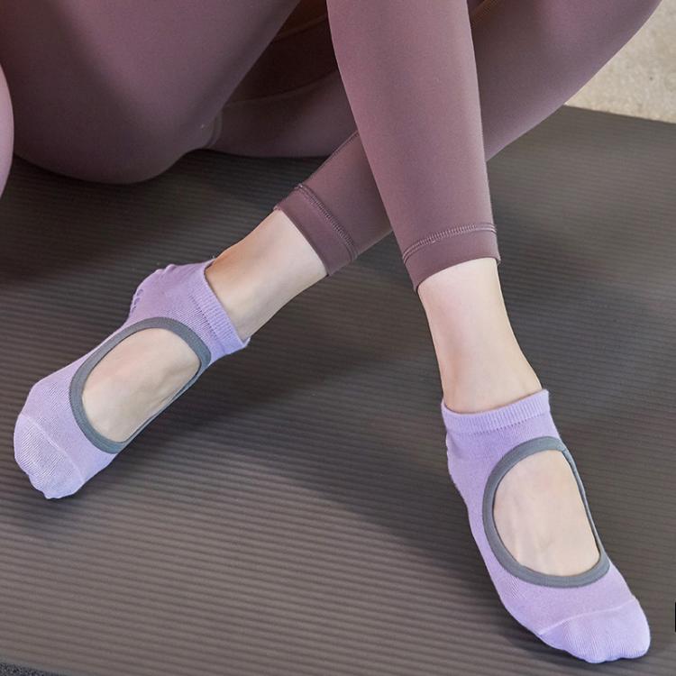 뒤가 트인 미끄럼 방지 요가 댄스 양말 체육관 실내 바닥 스포츠 양말, 35-42