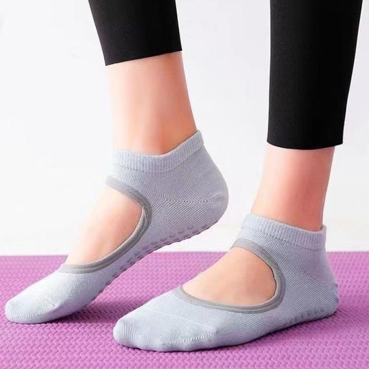 뒤가 트인 미끄럼 방지 요가 댄스 양말 체육관 실내 바닥 스포츠 양말, 35-42