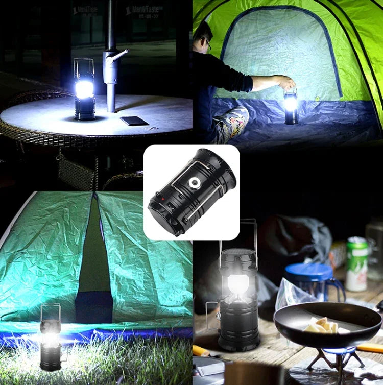 LED 텐트등 태양광 충전식 캠핑등 신축식 다기능 랜턴, USB 출력 지원, 태양광 + EU 플러그
