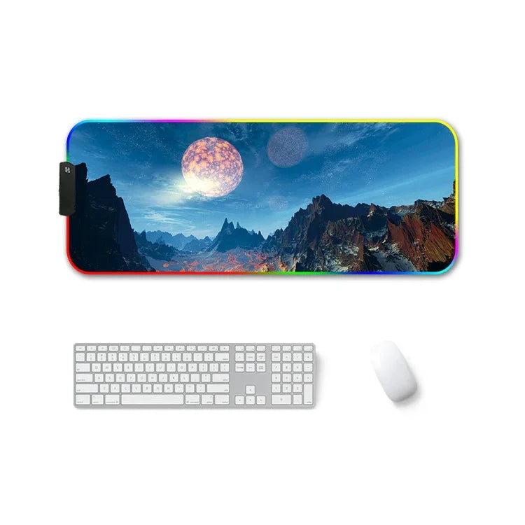 F-01 고무 열전사 RGB 발광 논슬립 마우스 패드, 250x350x3mm, 250x350x4mm, 260x390x3mm, 260x390x4mm, 300x350x3mm