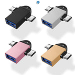 10개 LI-09 USB 3.0 암컷 to USB-C / 타입-C + 마이크로 USB 수컷 다기능 OTG 어댑터 랜야드 포함, 블랙, 골드, 실버, 로즈 골드
