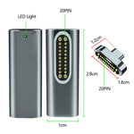 20핀 엘보 자석 USB-C / Type-C 어댑터 충전 및 4K 비디오 전송 지원, 실버, 그레이, 블랙