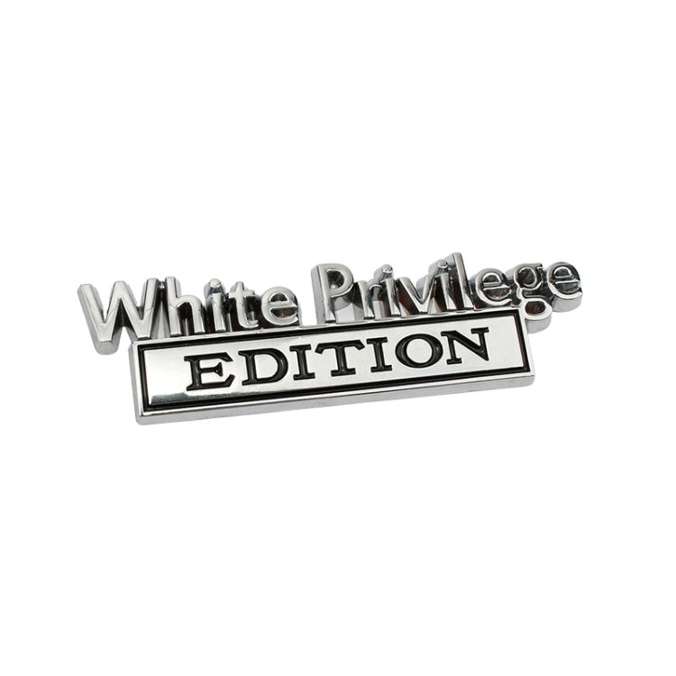 2 PCS Car Metal Leaf Board Car Logo White Privilege Edition Modified Car Body Sticker Sign, White Privilege