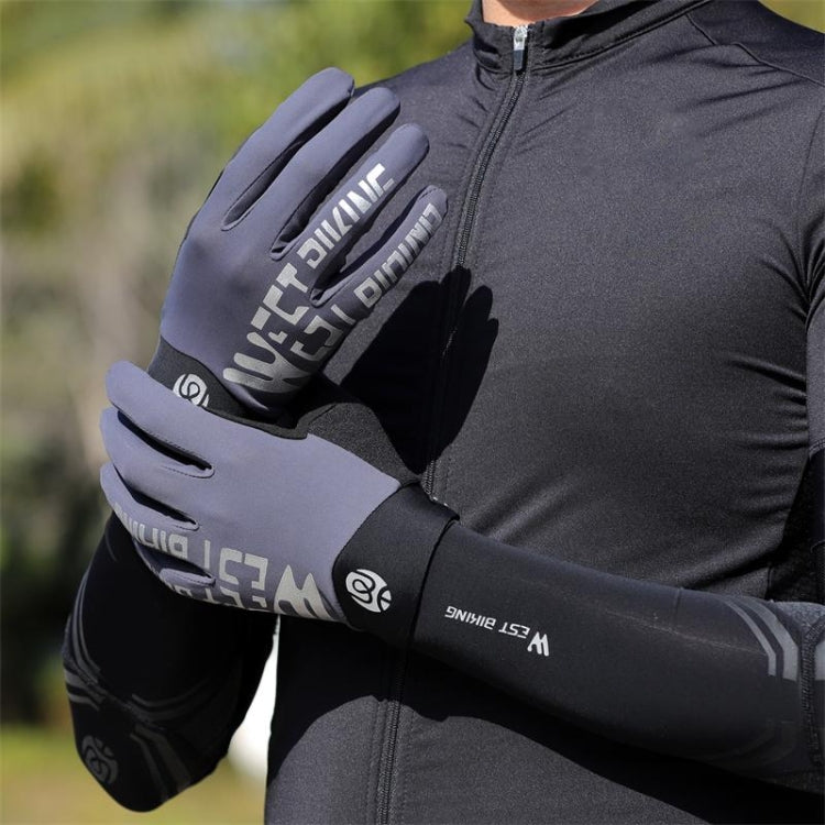WEST BIKING YP0211214 긴 손가락 충격 흡수 미끄럼 방지 터치 스크린 장갑 사이클링 스포츠 장갑, M, L, XL