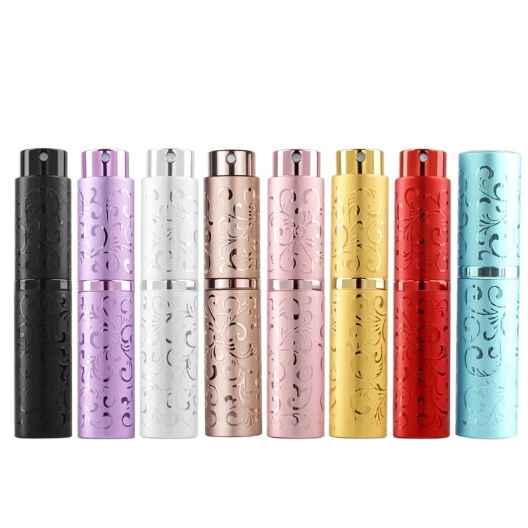 2개 세트 엠보싱 회전 향수 병 금속 분사 병 살균 알코올 스프레이 병, 10ml